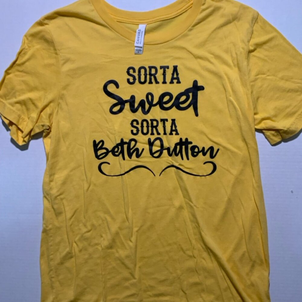 Bella Canvas Women Med Yellow 'Sorta Sweet Sorta Beth Dutton' Yellowstone Shirt